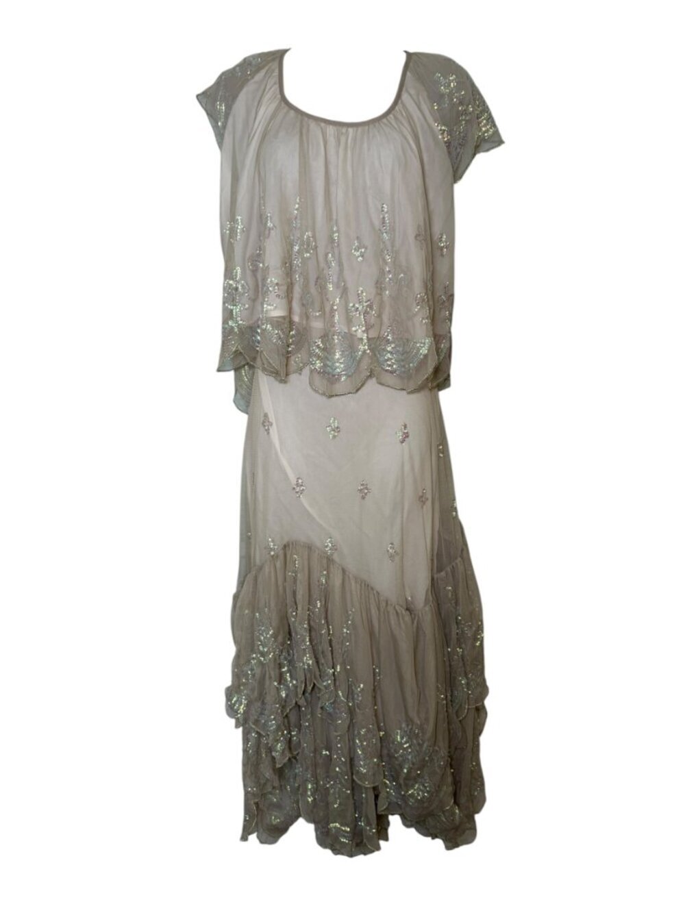 Free People Ciara Shimmer Sequin Sheer Midi Skirt Set L NWT - Picture 2 of 11